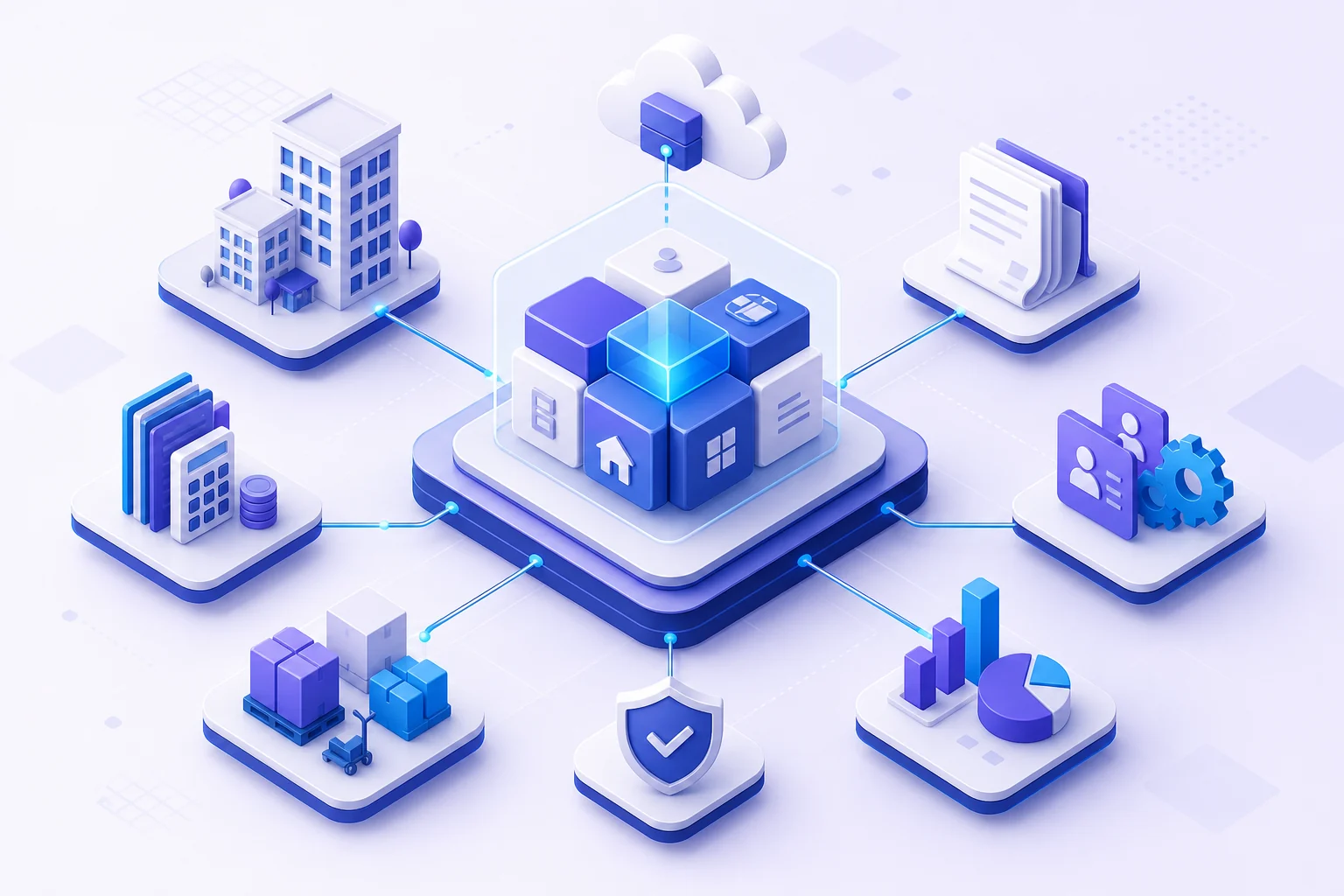Integrated Property Operations ERP conceptual illustration